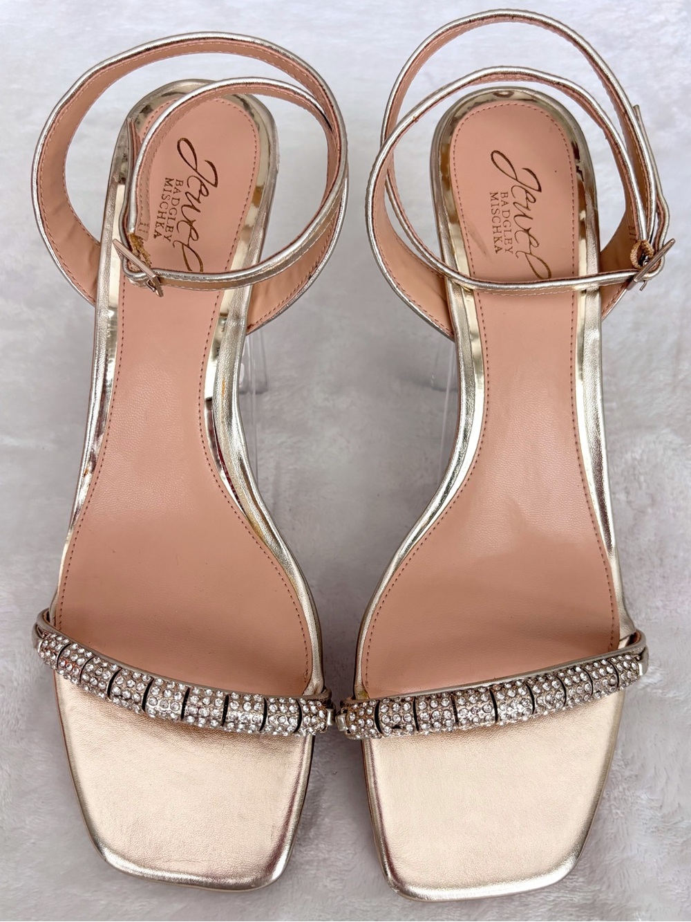 JEWEL BADGLEY MISHKA Charisma Gold Kitten Heel Ankle Strap Sandal--NEW--11 - Picture 3 of 13